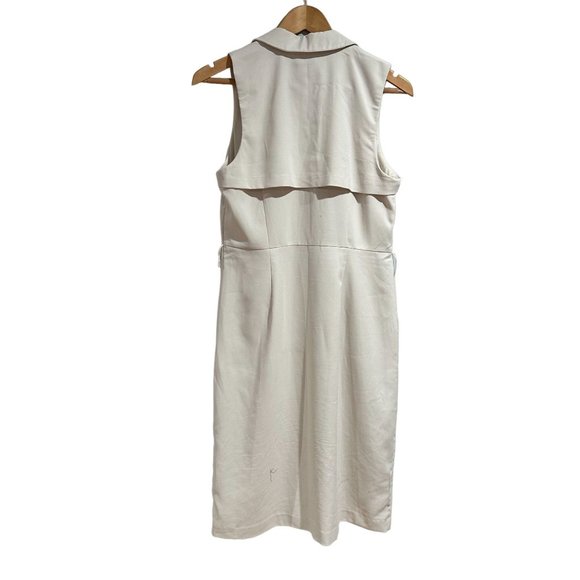 Banana Republic Ivory Cream Collared Sleeveless Trench Dress Size 6 Women Office - Picture 2 of 4